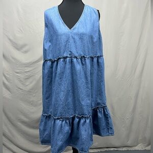True Craft Blue Denim Sleeveless Tank Dress 2X